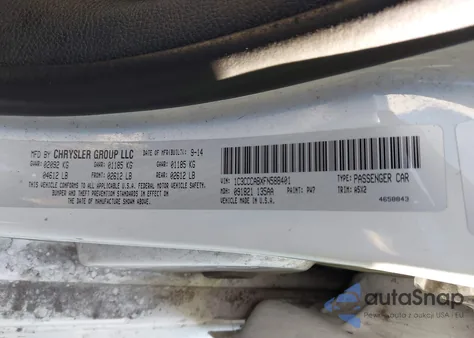 2015 Chrysler 200 Limited z USA, uszkodzony, nr VIN 1C3CCCABXFN588401